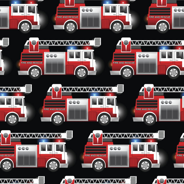 插图红色消防和救援卡车无缝模式图片下载