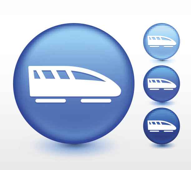 蓝色圆形按钮上的子弹头列车图片下载