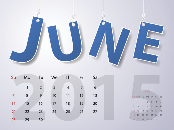 2015日历日历矢量设计。6月图片下载