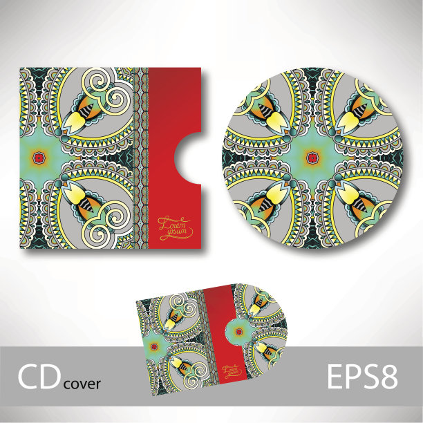 CD封面设计模板以乌克兰民族风格点缀图片下载