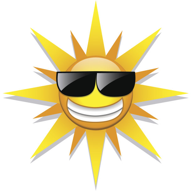 有趣的卡通太阳图标孤立在白色的背景图片下载