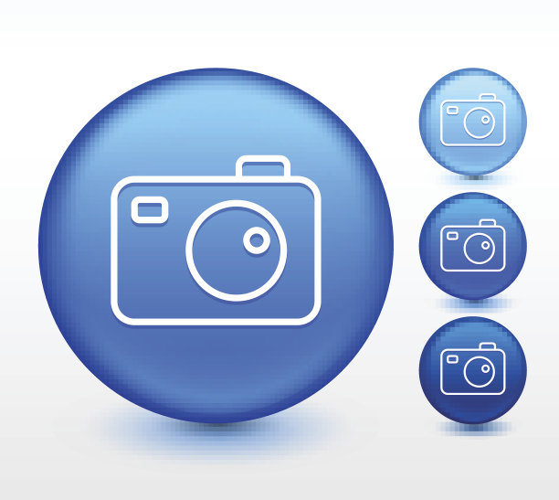 数码相机上的蓝色圆形按钮图片下载