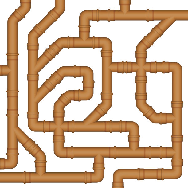 连接橙色塑料下水管道。图片下载