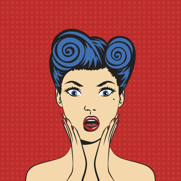 矢量波普艺术让女人感到惊讶图片下载