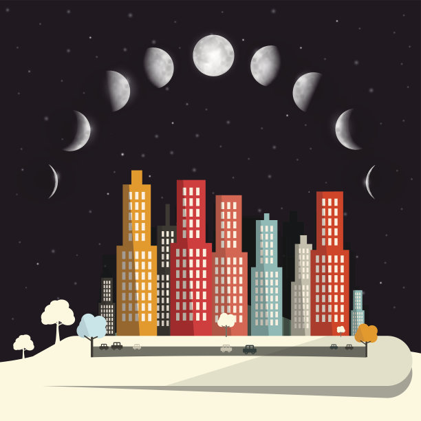 夜城上空的月相图片下载