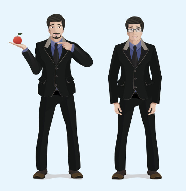 卡通插图的一个英俊的年轻商人在各种姿势图片下载