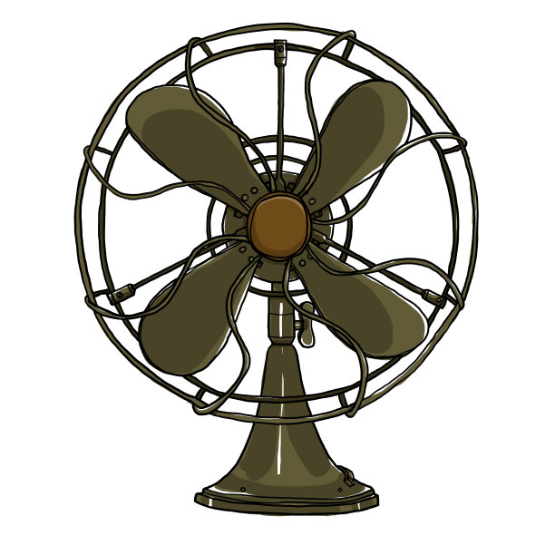 老扇子手绘可爱的美术插画图片下载