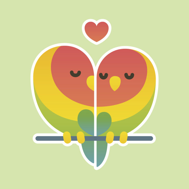 可爱的小鹦鹉类夫妇图片下载