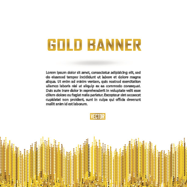 金色矢量旗帜上的白色背景。图片下载