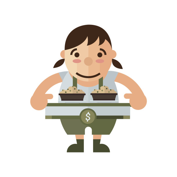 女人和盒饭图标，棕色的颜色图片下载