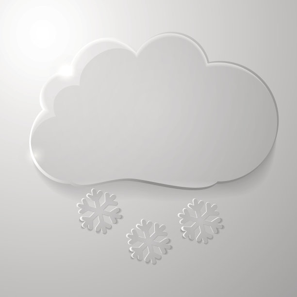 透明玻璃图标。云与雪花。雪降水。图片下载