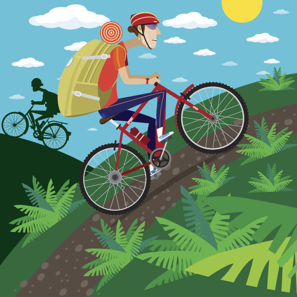 骑自行车的人在山里图片下载