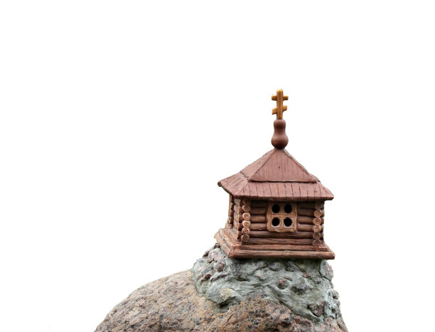 玩具房子在石头上图片下载