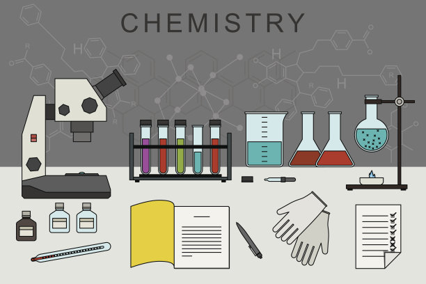 化学旗帜与化学设备。图片下载