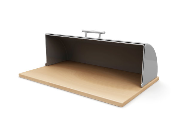 打开金属面包篮孤立的白色背景图片下载