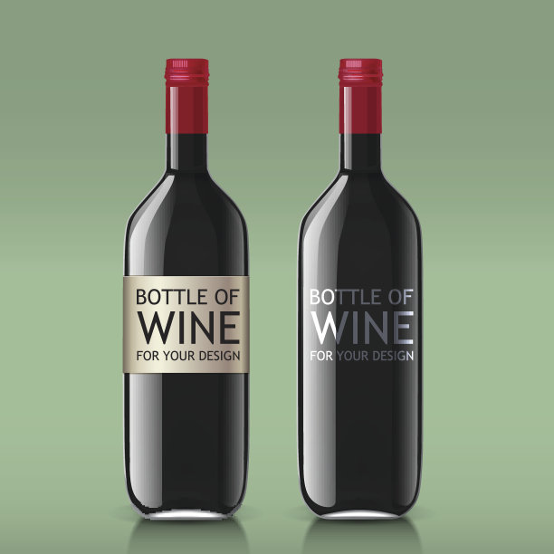 透明逼真的玻璃瓶为葡萄酒图片下载