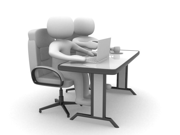 3d人物和一台笔记本电脑。业务合作伙伴图片下载