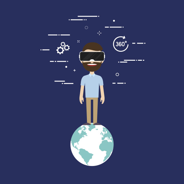 虚拟现实技术概念平面设计，矢量插图图片下载