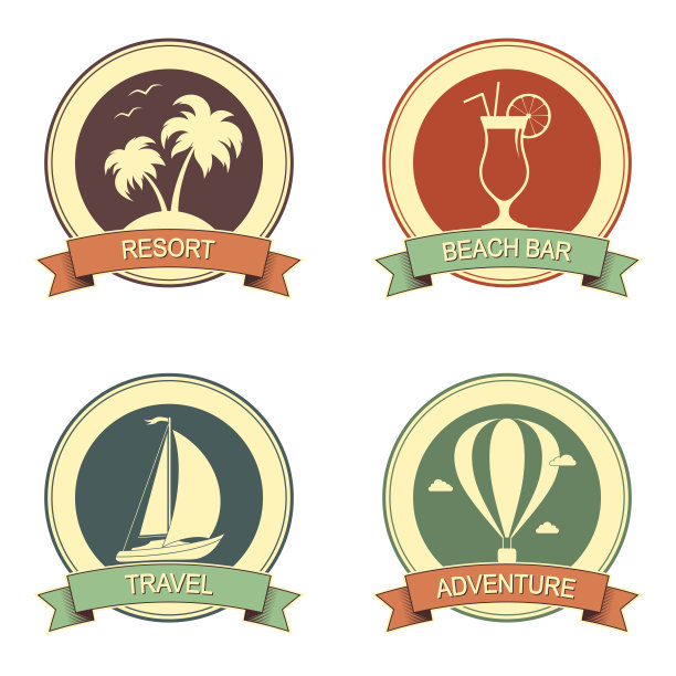 暑假复古徽章集图片下载