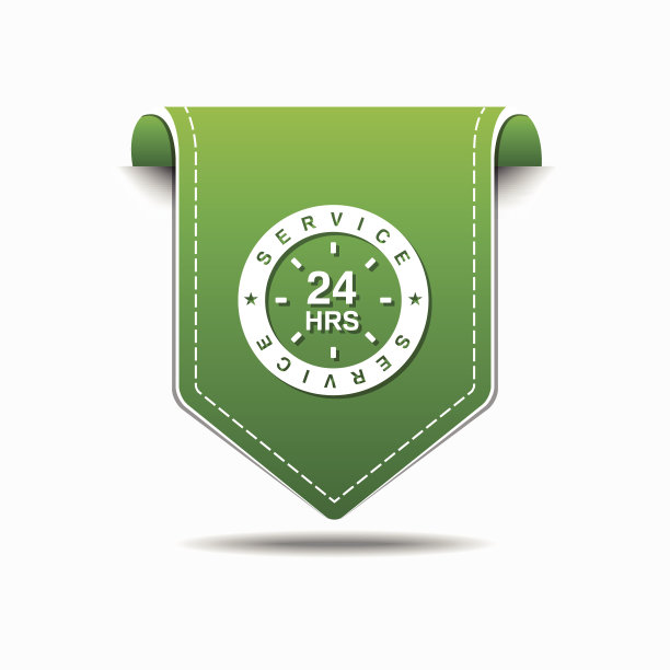 24小时服务绿色矢量图标设计图片下载