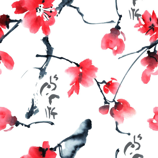 开花的树模式素材图片