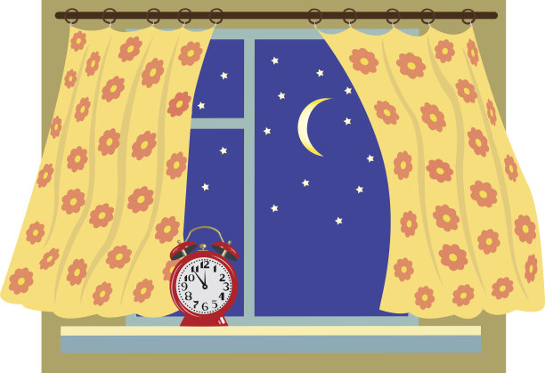 带窗帘的夜窗图片下载