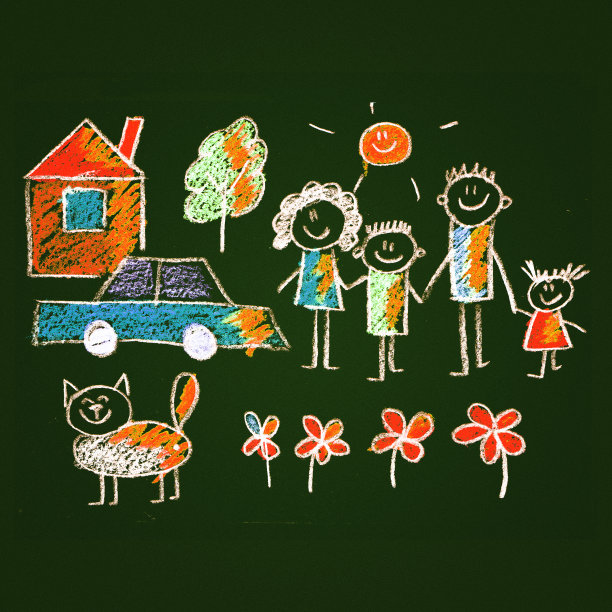 五彩斑斓的家庭图画。图片下载
