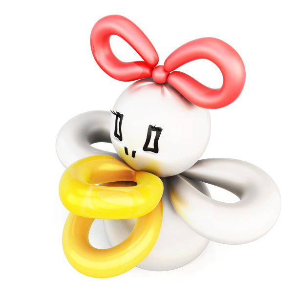 鸭子扭曲的气球孤立在白色的背景。图片下载