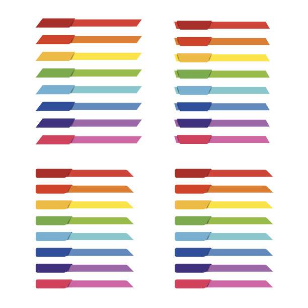 一套彩色彩虹标签旗帜头部装饰图片下载