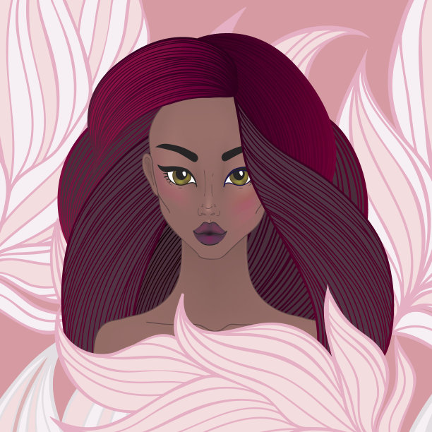 美丽年轻的非洲裔美国妇女时装模特插图图片下载