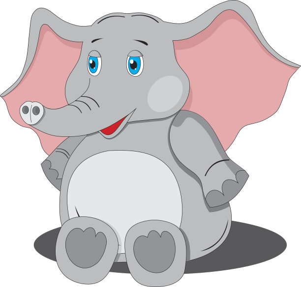 透明背景上的小象。图片下载
