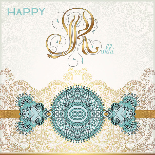 印度节日Raksha Bandhan快乐的Rakhi贺卡图片下载