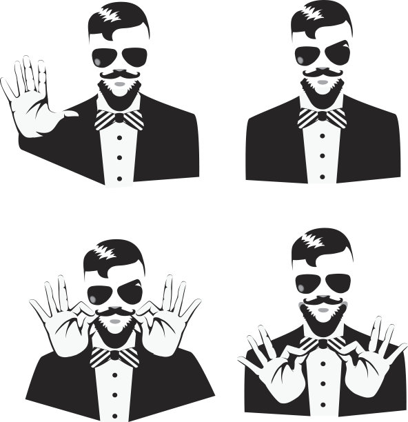 一个长着胡子和手的男人的头图片下载