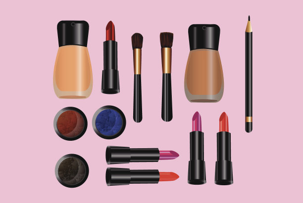 迷人的化妆图标设置向量图片下载