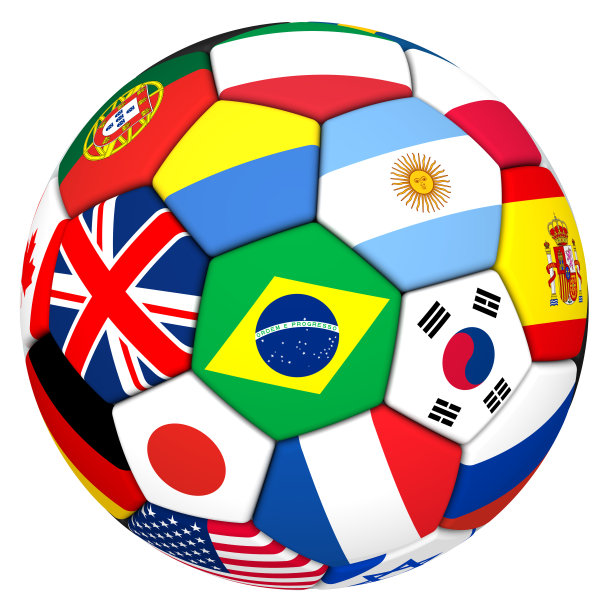 带有足球力量旗帜的足球图片下载