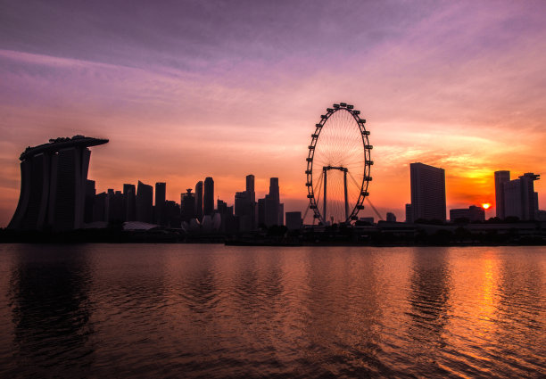 新加坡天际线的日落图片下载