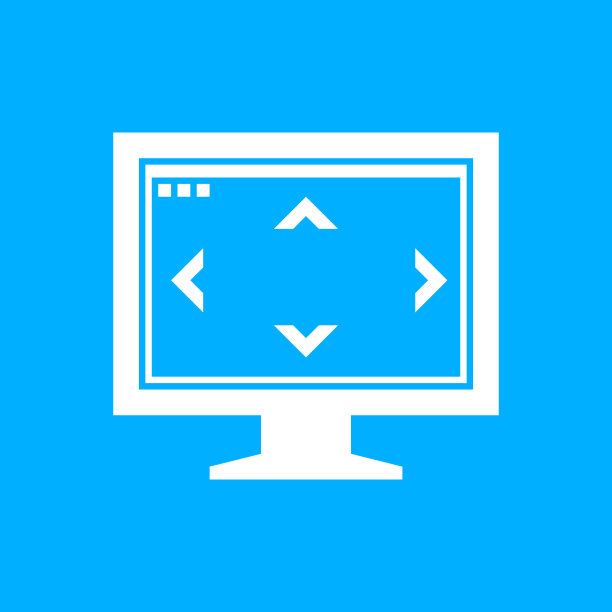 蓝色背景上的电脑显示器图标。——SmoothSeries图片下载