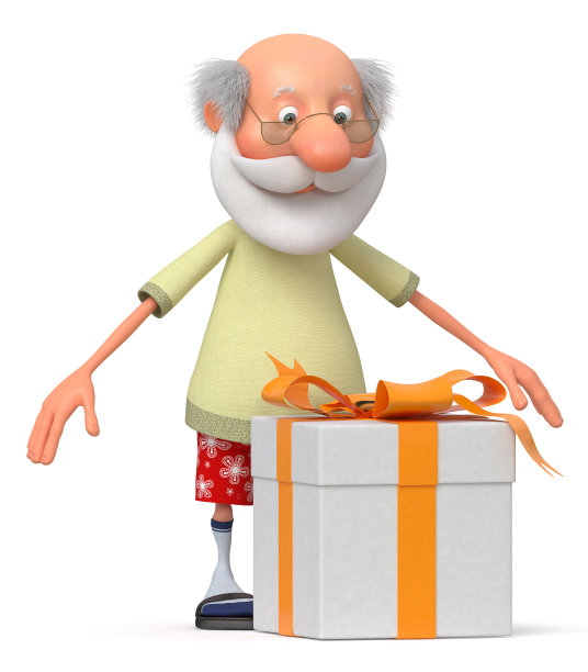 带礼物的3D老人图片下载