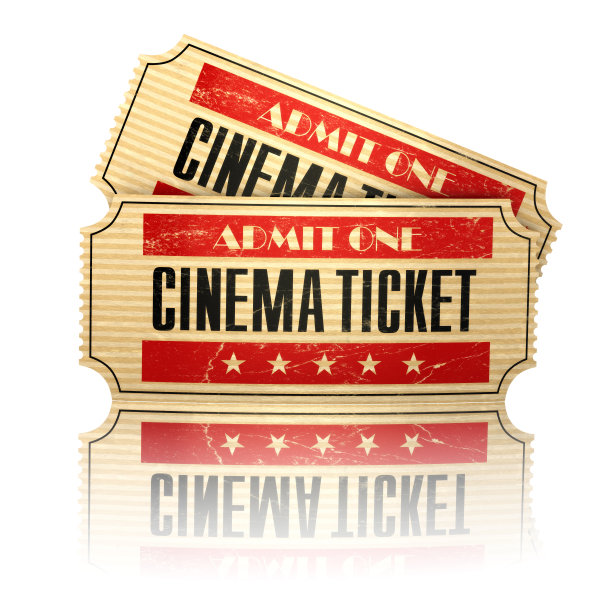 复古电影票孤立在白色。图片下载