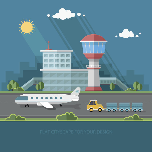 机场景观。旅行生活方式，旅游和旅程平坦风格插图。图片下载