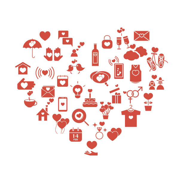 情人节，爱和婚礼图标集图片下载