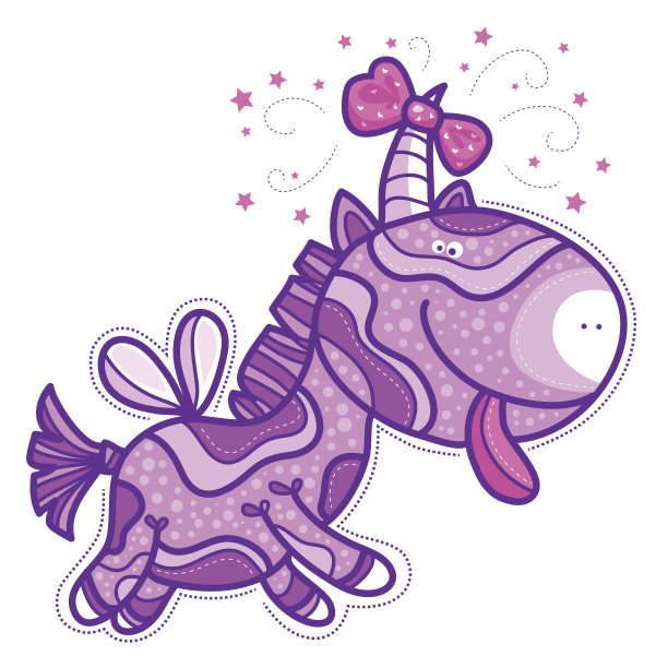 粉色的独角兽，角上有个蝴蝶结图片下载