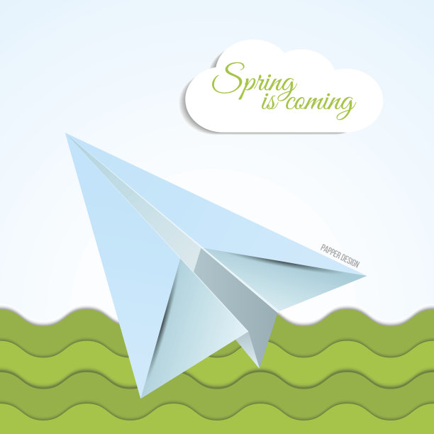 矢量纸折纸飞机图标上的弹簧背景图片下载