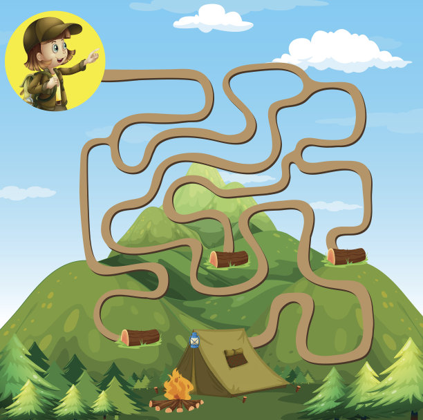 游戏模板与女孩和露营地点图片下载