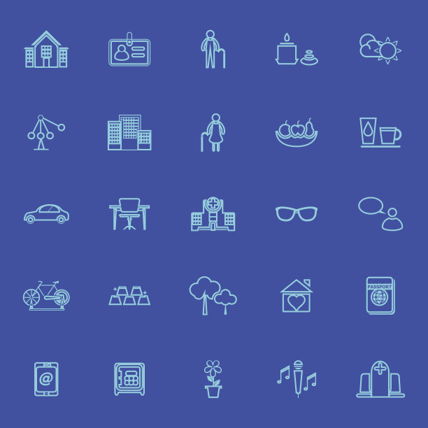 退休社区蓝线图标图片下载