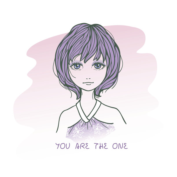 可爱的短发伤心女孩的素描图片下载