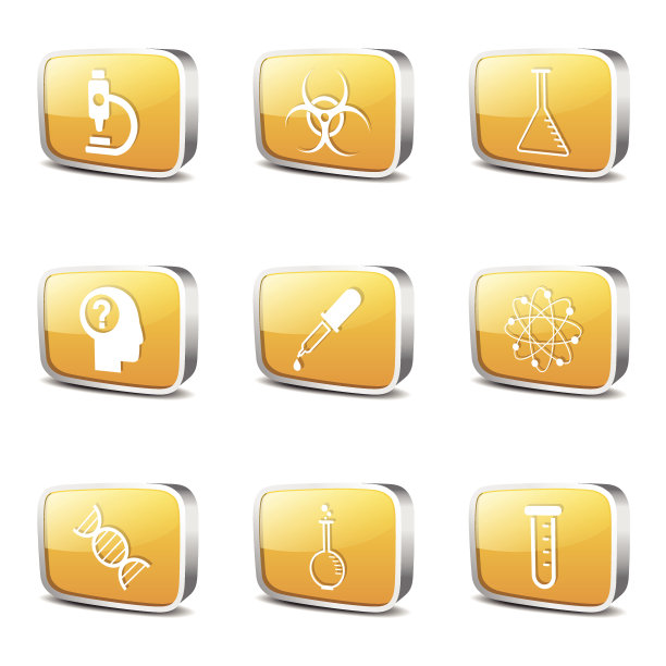科学仪器正方形矢量黄色图标设计集图片下载