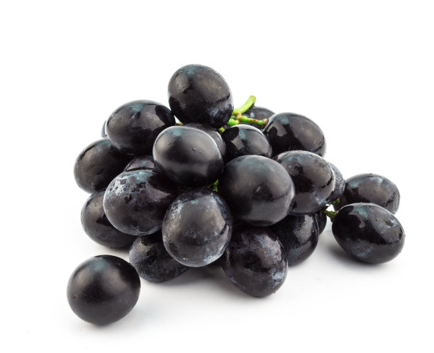 一串孤立在白色背景上的黑葡萄图片下载
