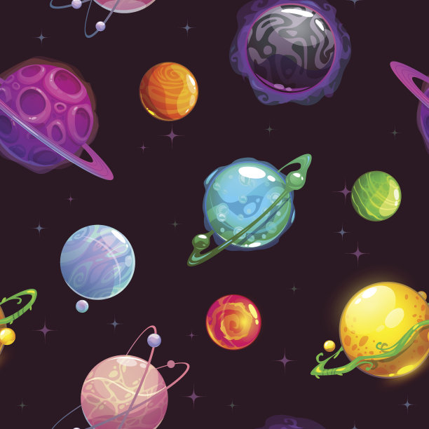 无缝模式与幻想卡通行星素材图片