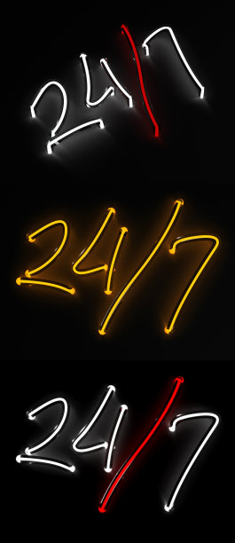 24/7霓虹灯包装黑色背景图片下载